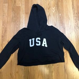Navy blue cropped USA sweatshirt :)